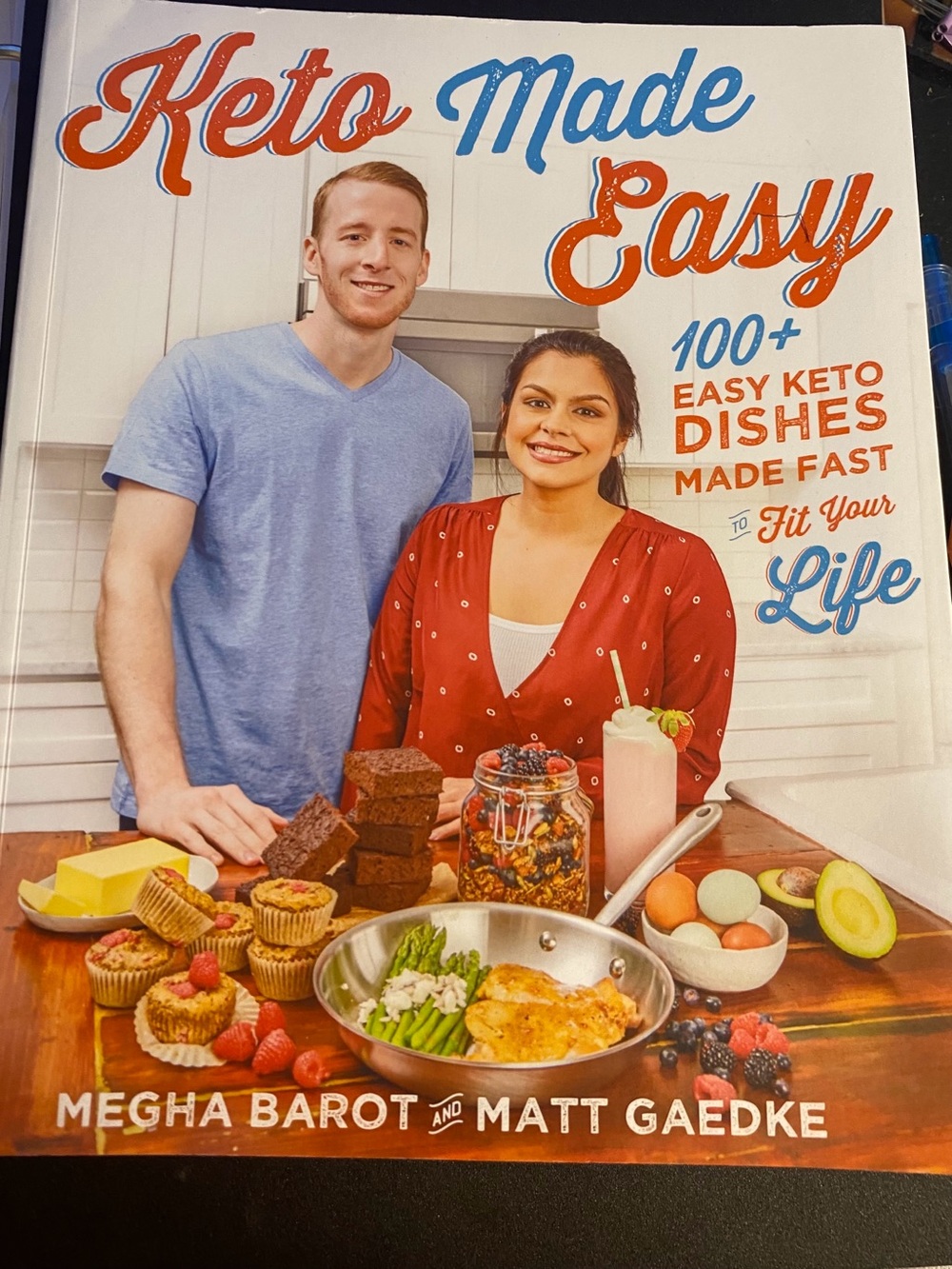 Keto Made Easy Cookbook by Megha Barot & Matt Gaedke - Red & Light Blue Cover